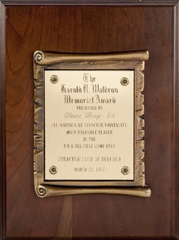 1977 Dave Bing Harold R. Waldron Memorial Award Presented By the Syracuse Club of Buffalo (Bing LOA)